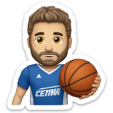 Jugador blanco basket del cb. Almansa con camiseta azul sticker