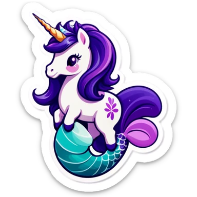 Purple unicorn mix with mermaid  sticker