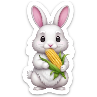 rabbit eating corn sticker