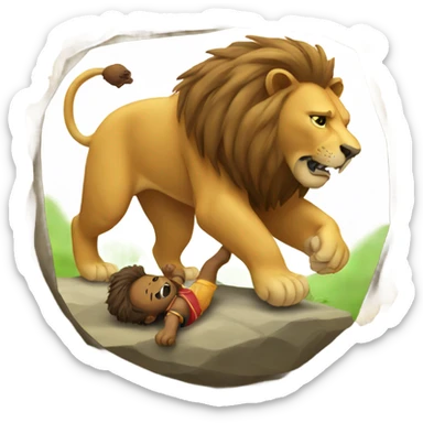Lion tackles a bear sticker