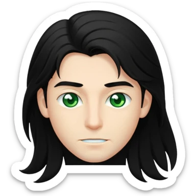 Young man with long flowing hair Dark black in color sticker