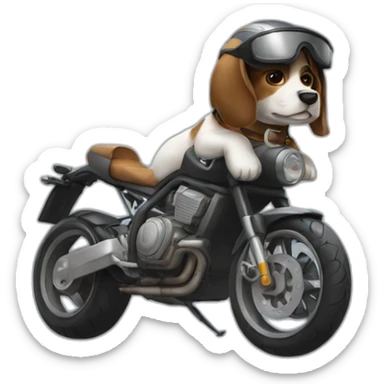 Perro con casco de moto sticker