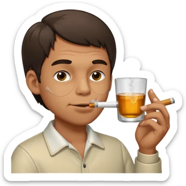 Man smoking from glass pong , the pong in his mouth (like this pong ⚗️) sticker