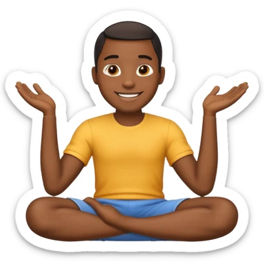 cartoon Black man character, sitting, relaxed, emoji-style sticker