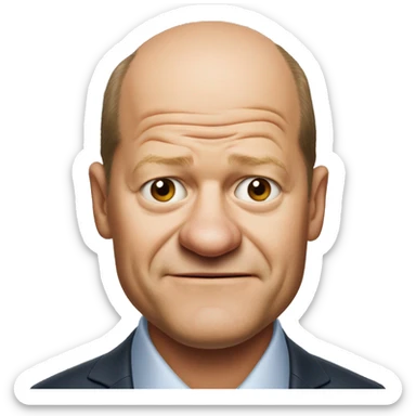 photorealistic Olaf Scholz embarrassed, guiltily shrugs sticker