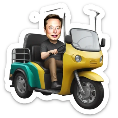 elon musk in a tuk tuk sticker
