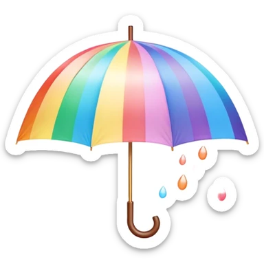 
pastel umbrella and rain in the form of rainbow hearts sticker