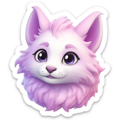 Kawaii colorful bright light pastel lilac-pink-white-gradient fantasy ethereal anthro fursona animal creature sticker