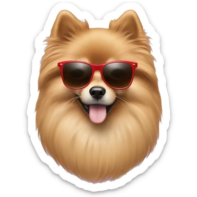 Pomaranian with sunglasses and Gucci  sticker