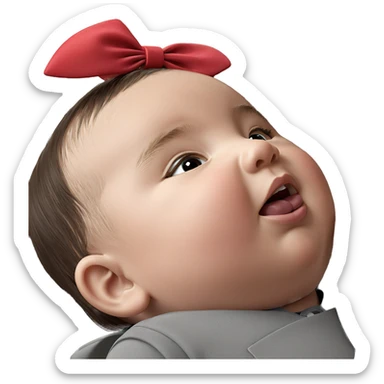 boy and girl with bow sticker