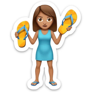 an angry mother with a flip-flop in her hand, ready to hit someone sticker