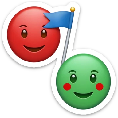 Emoji de bandera, mitad, azul y mitad inferior verde con un círculo rojo en el centro de la bandera en forma de rueda sticker