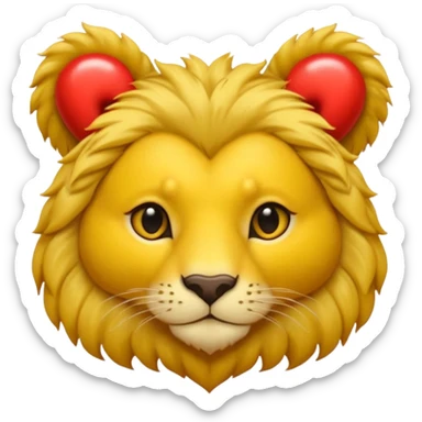 León con corazones en el ojo sticker