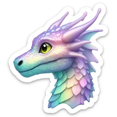 Sparkly glossy Pastel iridescent glass dragon sticker
