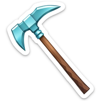 Minecraft diamond pickaxe with brown handle sticker