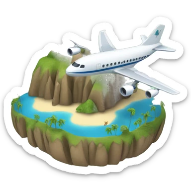 Dinosaur riding an airplane over an island sticker