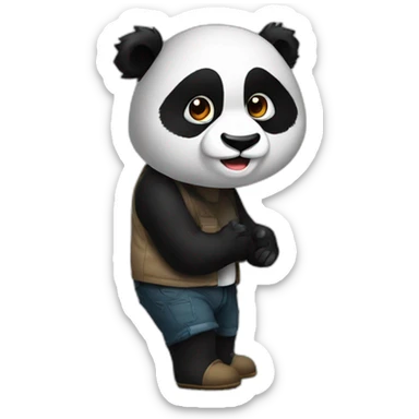 Kafasının üstünde duran bir panda sticker