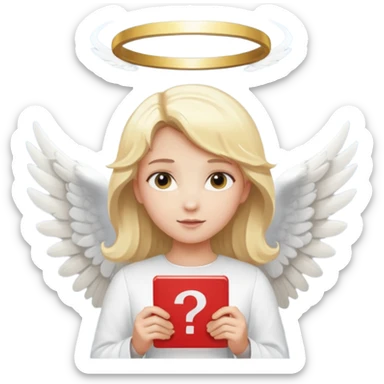 "An angel emoji with blonde hair, a halo, wings, holding a 'COMPARTILHAR' sign in bold letters." sticker