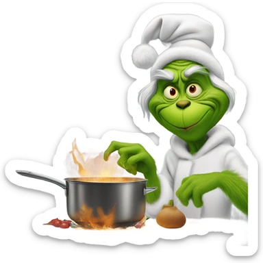 The Grinch cooking with a grandma sticker