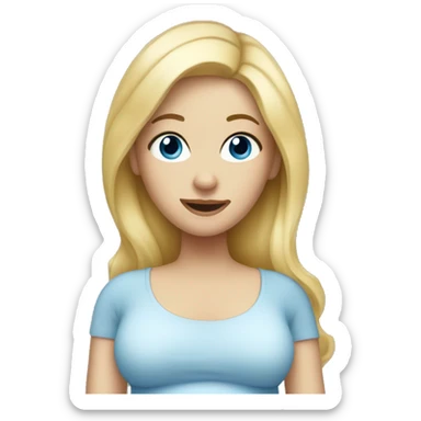 Blonde hair pregnant woman blue eyes sticker