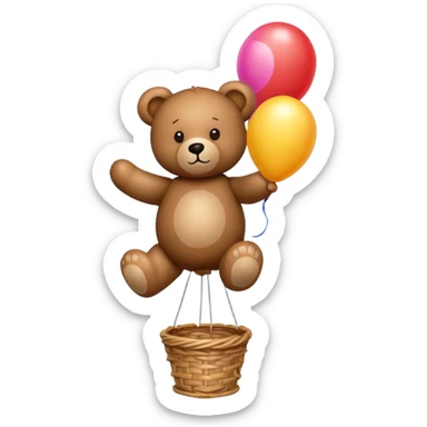 Teddy bear floating away on a balloon sticker