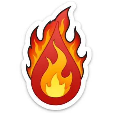 Minimalist emoji-style sticker of a bold exclamation mark surrounded by small flames or cracks. Black and dull red color palette, no outline.
 sticker
