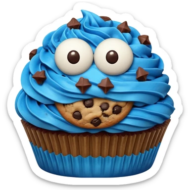 Cookie Monster themed cupcake sticker