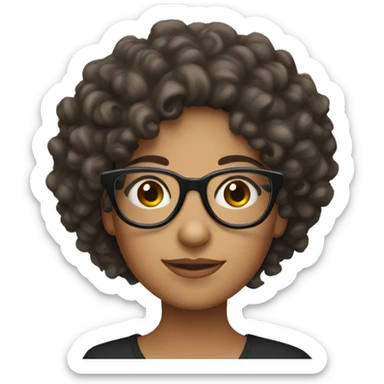 Latina curly hair girl with glasses  sticker