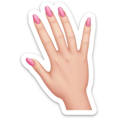 a 🖕🏼with a long pink nail sticker