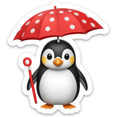 Penguin with red polka-dot umbrella sticker