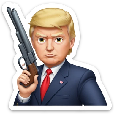 donald trump with a gun in hand sticker