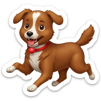 happy dog running after ball sticker