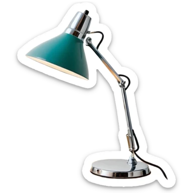 Lamp Poul Henningsen for Louis Poulsen PH 2/1 table lamp in white and chrome on a desk  sticker