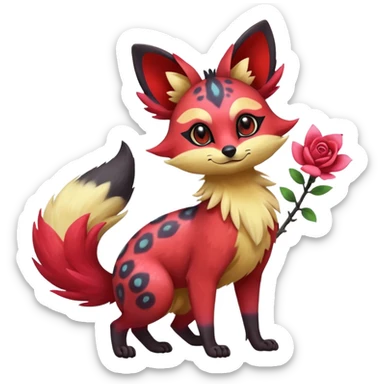 Rare realistic cool cute epic aesthetic colorful Fennekin-Zorua-Civet-Genet-species-Fakemon-hybrid-creature, with splotches and rosette markings, full body sticker