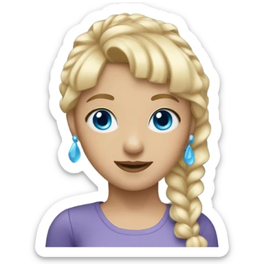 Girl with blue eyes and blonde hair with a fringe  sticker