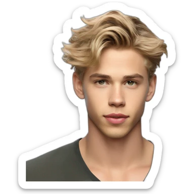 Austin Butler handsome actor dune short hair man sticker