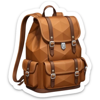 backpack brown emoji low poly  sticker