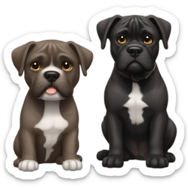 Grogu with 2 Cane corso dos, One Black and other One brown sticker