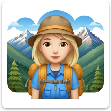 girl backpacking, travelling mountains background sticker