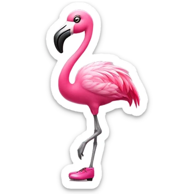 pink flamingo with tap dancing shoes sticker