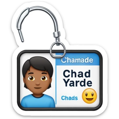 nametag with the words "chad yarde" sticker