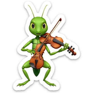 grasshopper playing violin sticker