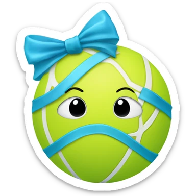 Tennis ball with a light blue bow  sticker