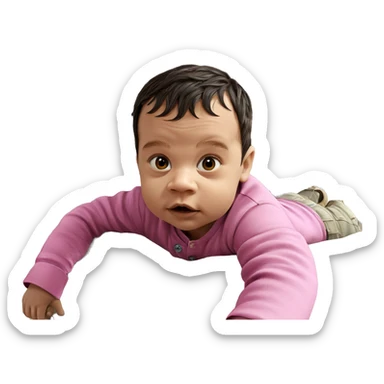 young boy with bug by tree sticker