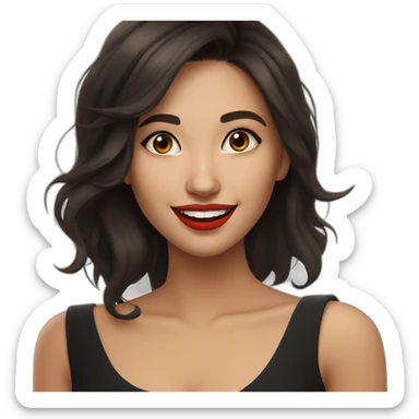 young-bashkir-woman-with-dark-brown-eyes,-dark-long-hair,-red-lips,-big-smile,-black-dress sticker