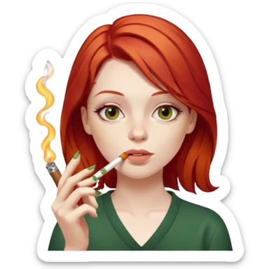 red hair alt girl smoking a joint sticker