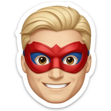Male superhero face happy sticker