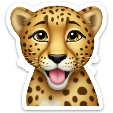 Cartoon Cheetah pucker blowing a bla kiss text emoji sticker