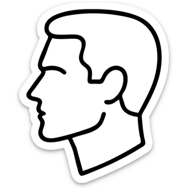 male face in profile, strong jawline, icon style, minimalistic, strong jawline emphasis sticker