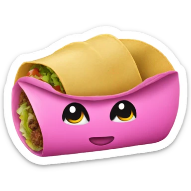 A taco wrapped in pink paper  sticker